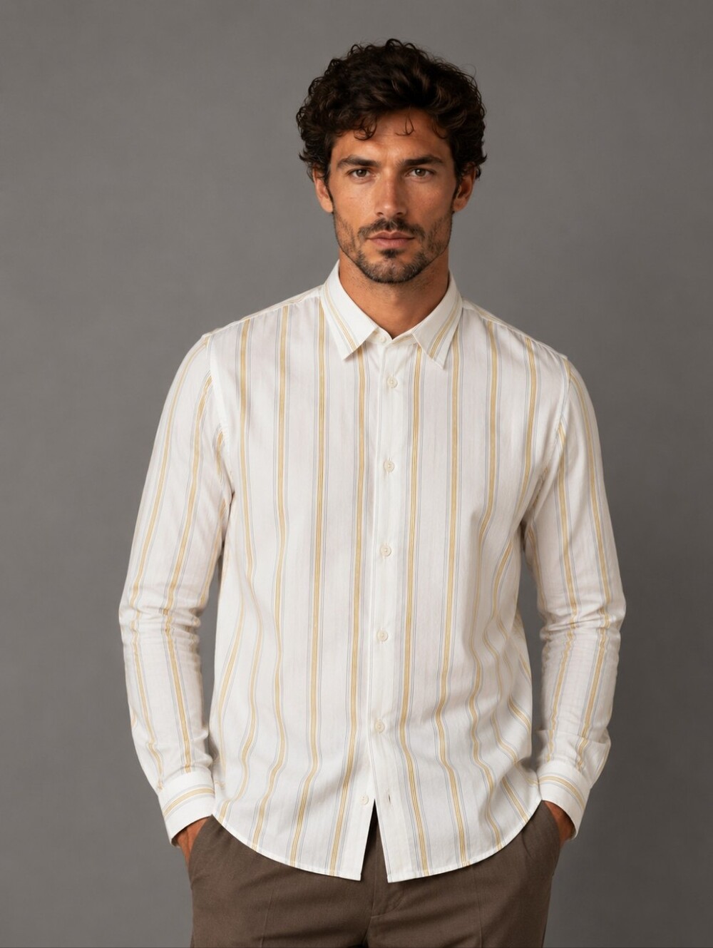 Marni Italy White Yellow Striped Shirt Long Sleeve Old Money Quiet Luxury Design